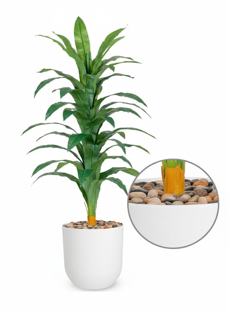 تالا شجرة ذرة صناعية بتصميم واقعي – ارتفاع 155 سم – مع أصيص أبيض أنيق مثالية لتزيين المنازل والمكاتب - Image 4